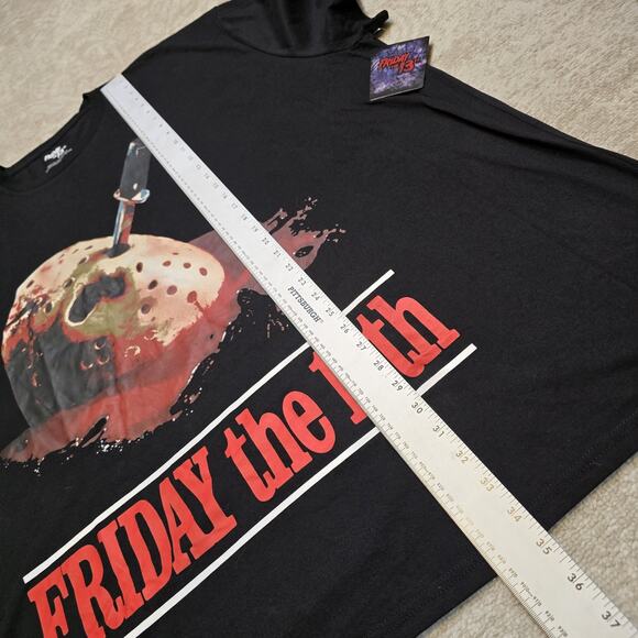 FRIDAY THE 13TH Jason Vorhees Hockey Mask Horror Movie Black T-Shirt Men Sz 5X - Picture 5 of 6